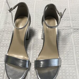 Nine West Metallic Silver Heels